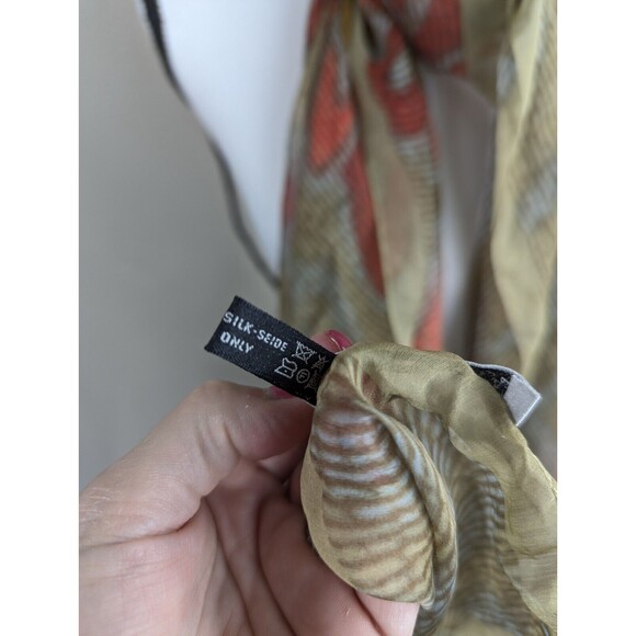 Emporio Armani Silk Scarf Cover Wrap Stole 44x45 Floral Green Gray - Picture 6 of 9